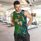 Canberra Raiders Rugby Men Tank Top Fierce Mascot Geometric Tribal Art