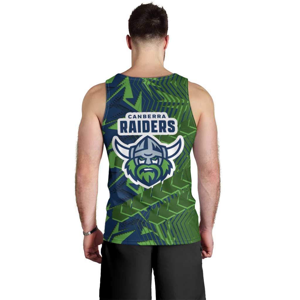 Canberra Raiders Rugby Men Tank Top Fierce Mascot Geometric Tribal Art