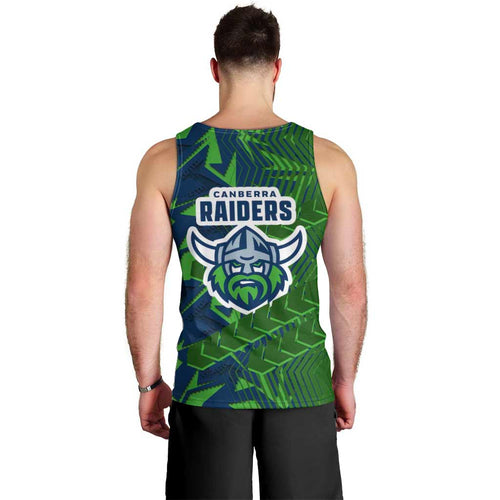 Canberra Raiders Rugby Men Tank Top Fierce Mascot Geometric Tribal Art