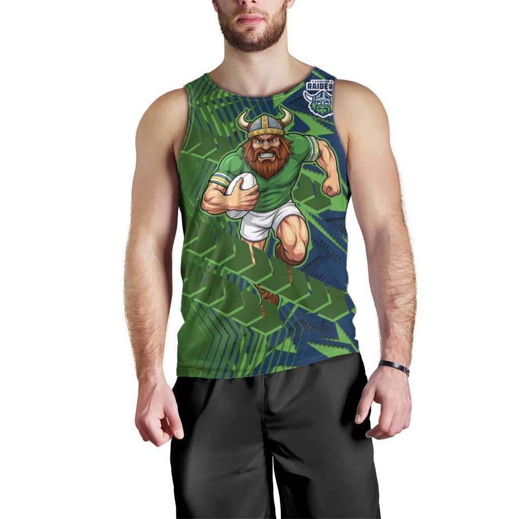Canberra Raiders Rugby Men Tank Top Fierce Mascot Geometric Tribal Art