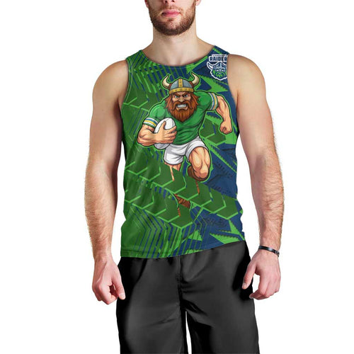 Canberra Raiders Rugby Men Tank Top Fierce Mascot Geometric Tribal Art