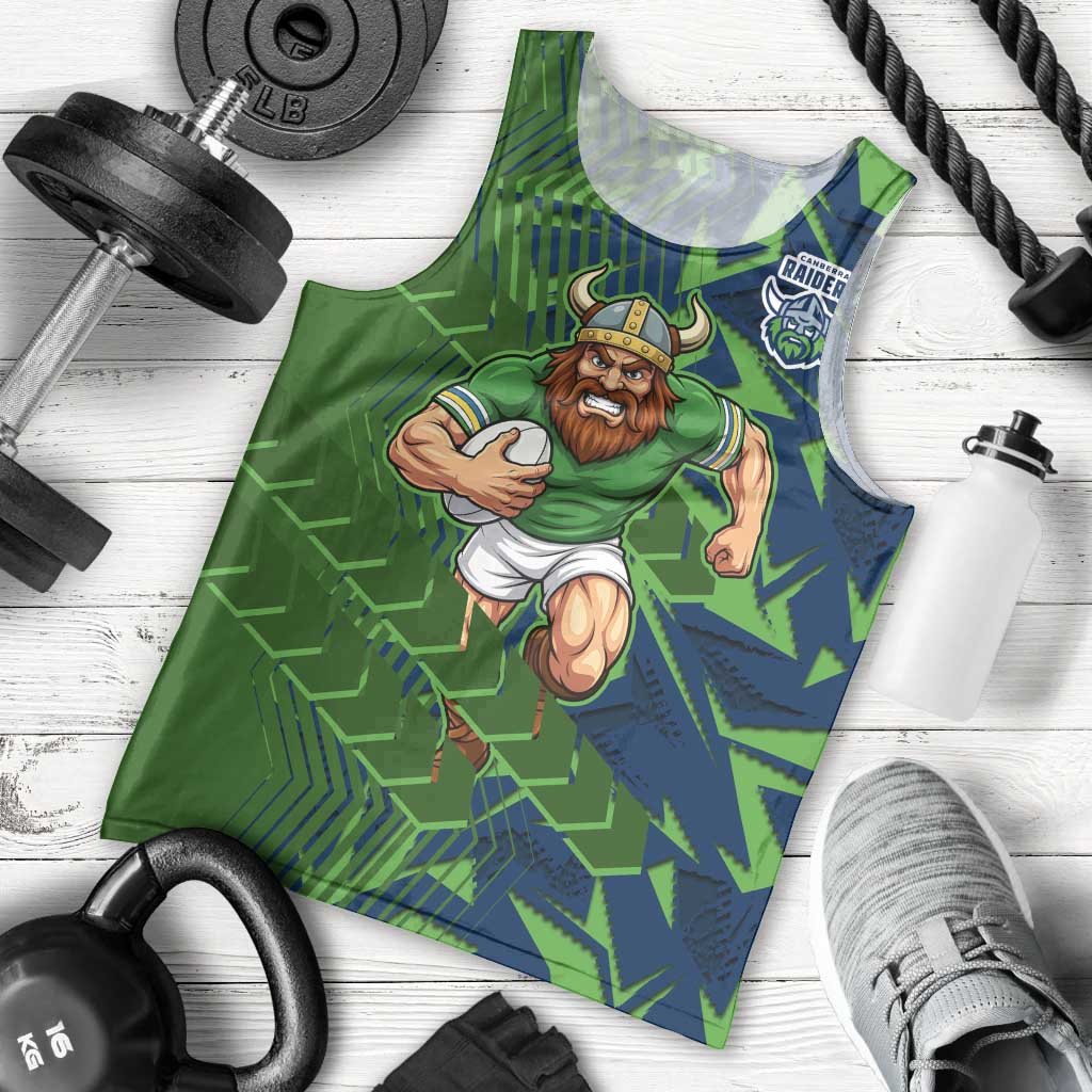 Canberra Raiders Rugby Men Tank Top Fierce Mascot Geometric Tribal Art