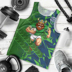 Canberra Raiders Rugby Men Tank Top Fierce Mascot Geometric Tribal Art