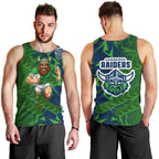 Canberra Raiders Rugby Men Tank Top Fierce Mascot Geometric Tribal Art