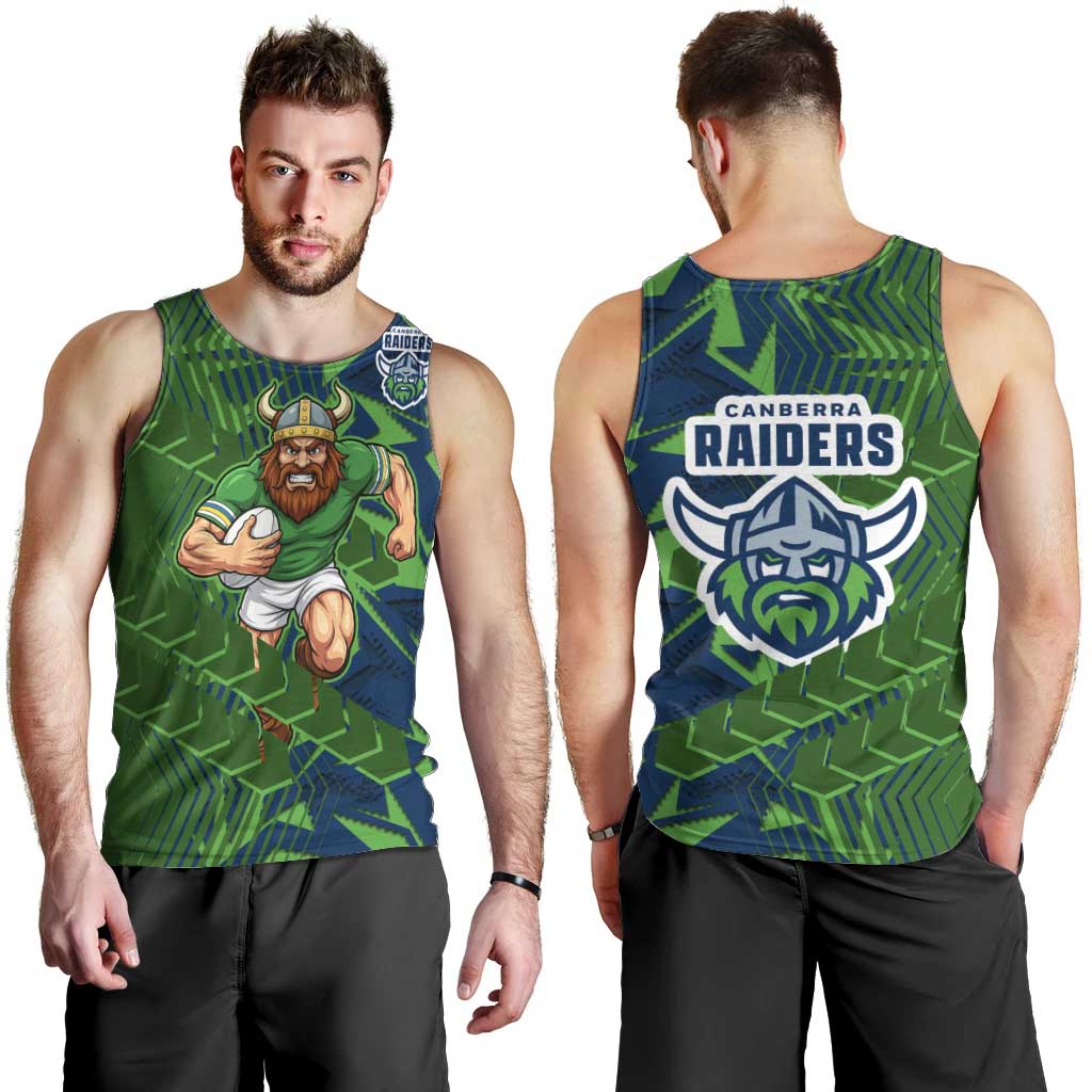 Canberra Raiders Rugby Men Tank Top Fierce Mascot Geometric Tribal Art