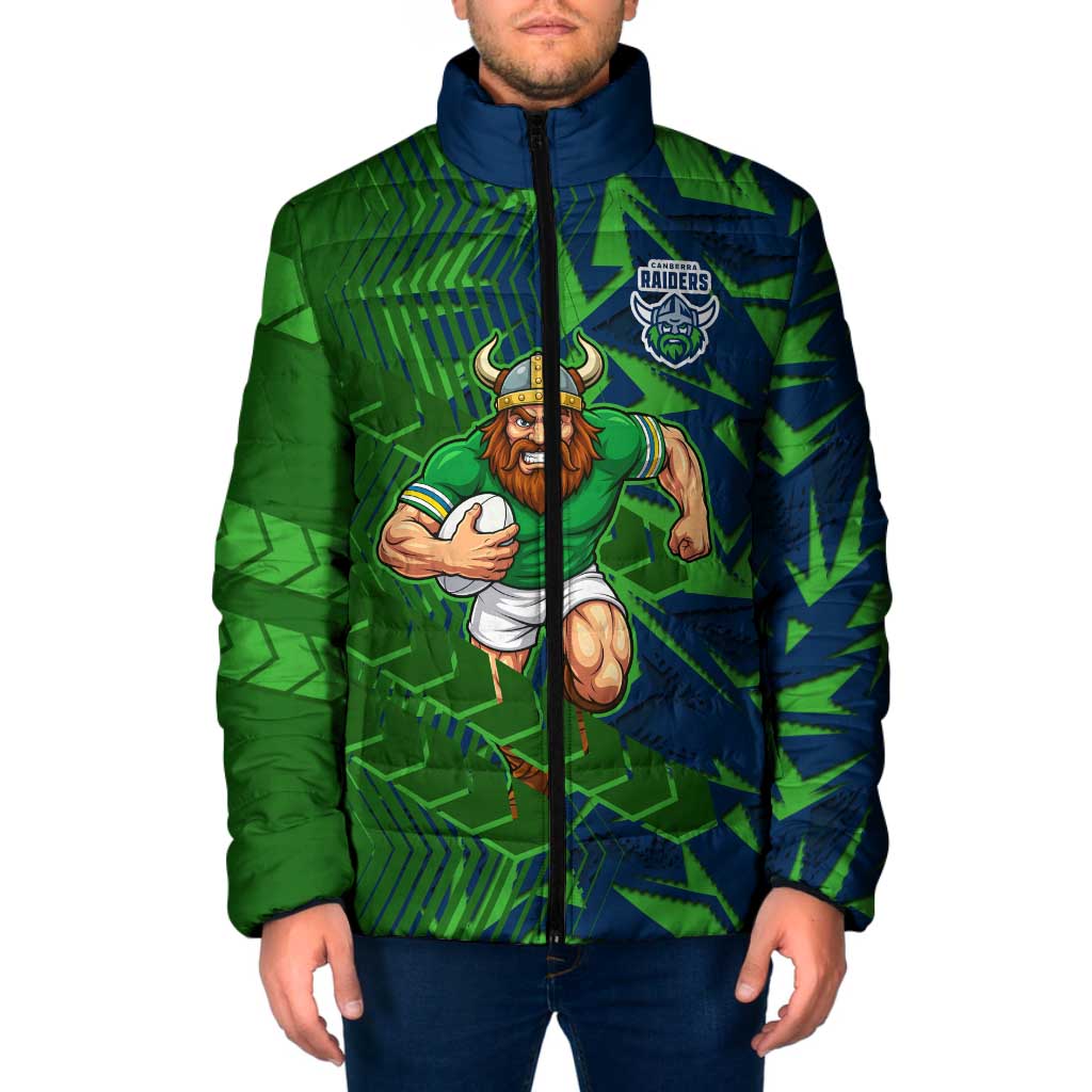 Canberra Raiders Rugby Padded Jacket Fierce Mascot Geometric Tribal Art