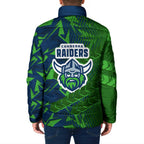 Canberra Raiders Rugby Padded Jacket Fierce Mascot Geometric Tribal Art