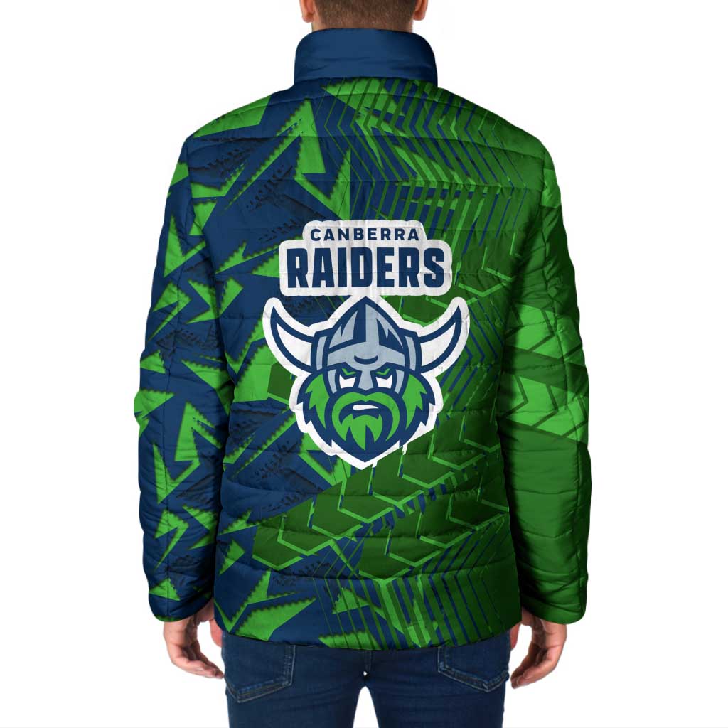 Canberra Raiders Rugby Padded Jacket Fierce Mascot Geometric Tribal Art