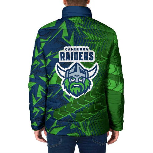 Canberra Raiders Rugby Padded Jacket Fierce Mascot Geometric Tribal Art