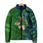 Canberra Raiders Rugby Padded Jacket Fierce Mascot Geometric Tribal Art