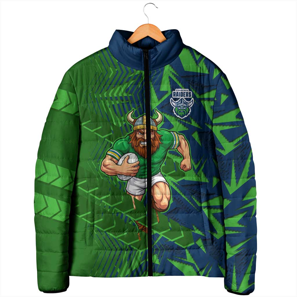 Canberra Raiders Rugby Padded Jacket Fierce Mascot Geometric Tribal Art