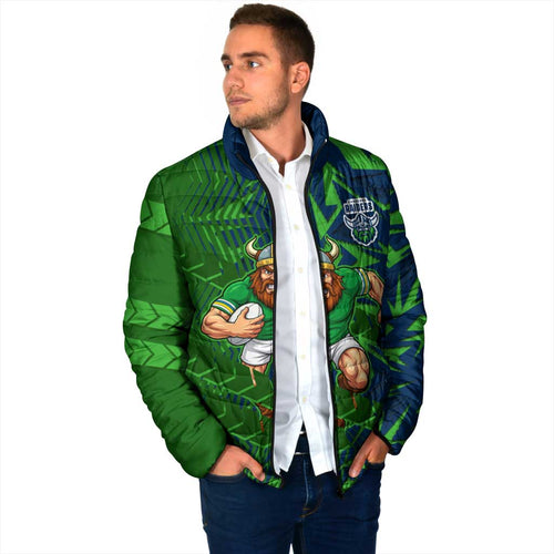 Canberra Raiders Rugby Padded Jacket Fierce Mascot Geometric Tribal Art
