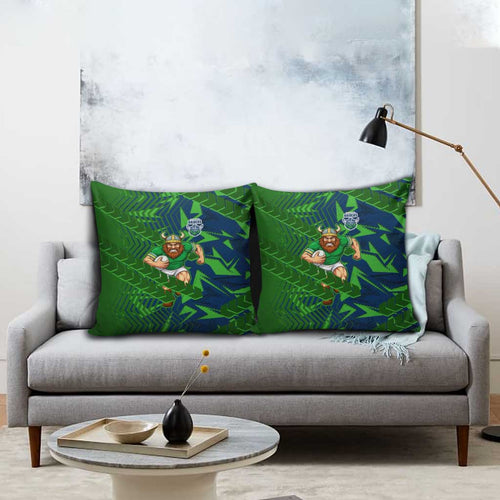 Canberra Raiders Rugby Pillow Cover Fierce Mascot Geometric Tribal Art