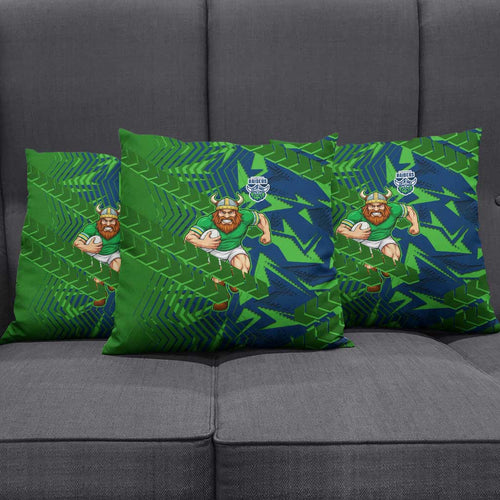 Canberra Raiders Rugby Pillow Cover Fierce Mascot Geometric Tribal Art