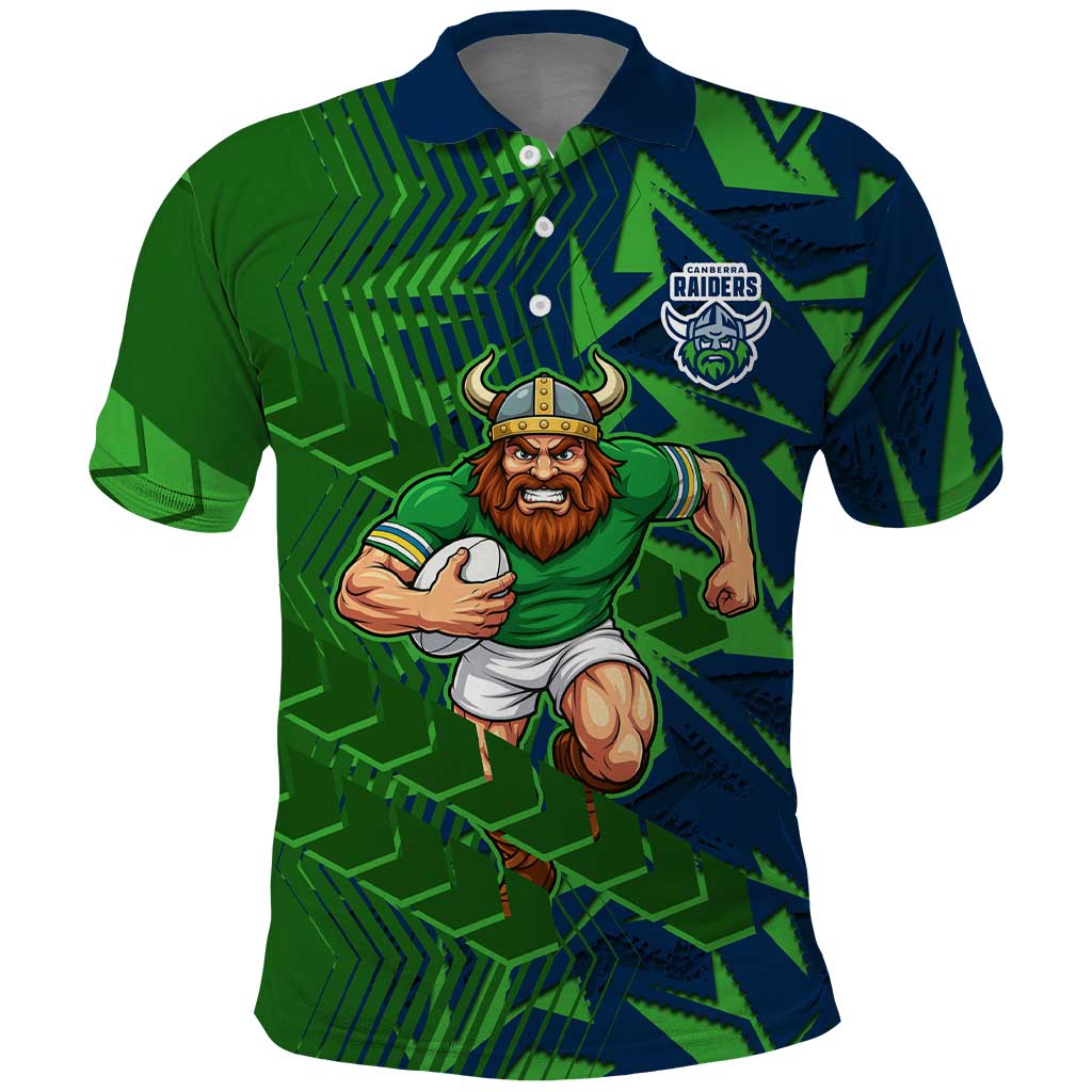 Canberra Raiders Rugby Polo Shirt Fierce Mascot Geometric Tribal Art