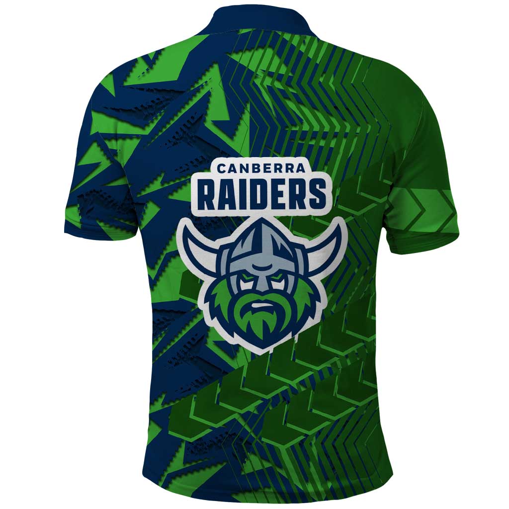 Canberra Raiders Rugby Polo Shirt Fierce Mascot Geometric Tribal Art