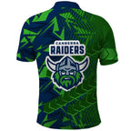 Canberra Raiders Rugby Polo Shirt Fierce Mascot Geometric Tribal Art