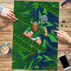 Canberra Raiders Rugby Puzzle Fierce Mascot Geometric Tribal Art