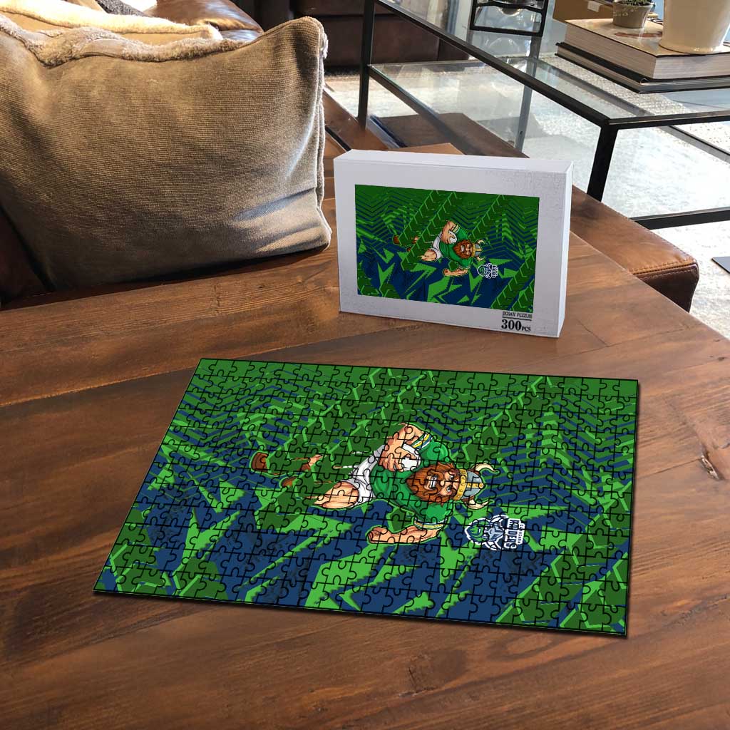 Canberra Raiders Rugby Puzzle Fierce Mascot Geometric Tribal Art