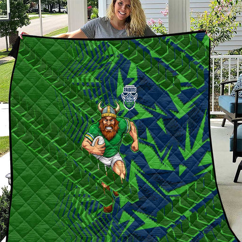 Canberra Raiders Rugby Quilt Fierce Mascot Geometric Tribal Art
