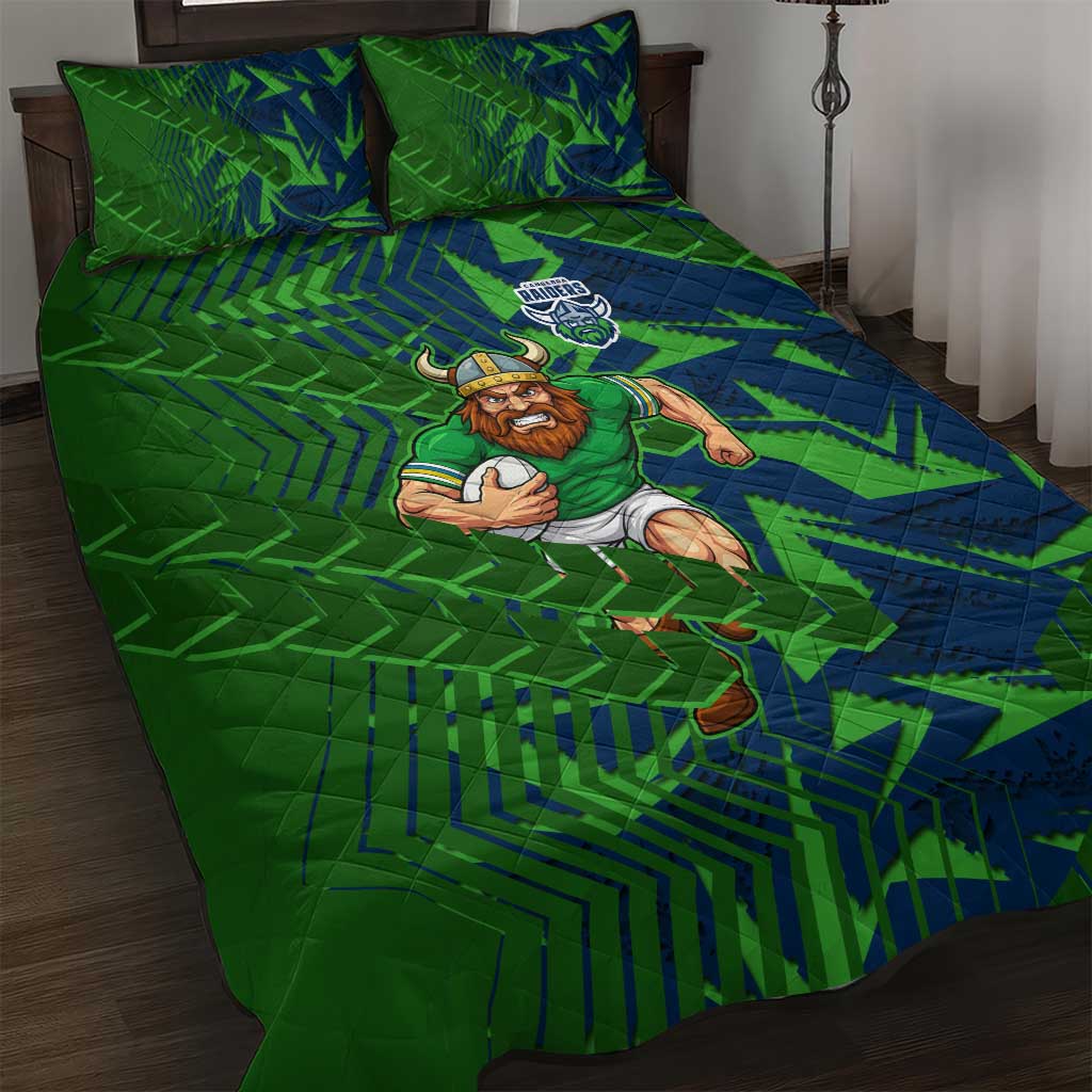 Canberra Raiders Rugby Quilt Bed Set Fierce Mascot Geometric Tribal Art