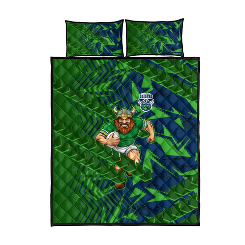 Canberra Raiders Rugby Quilt Bed Set Fierce Mascot Geometric Tribal Art