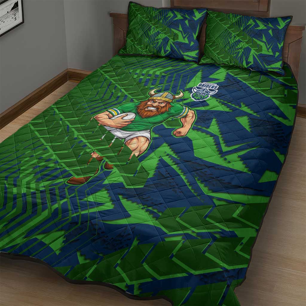 Canberra Raiders Rugby Quilt Bed Set Fierce Mascot Geometric Tribal Art