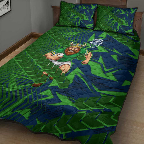 Canberra Raiders Rugby Quilt Bed Set Fierce Mascot Geometric Tribal Art