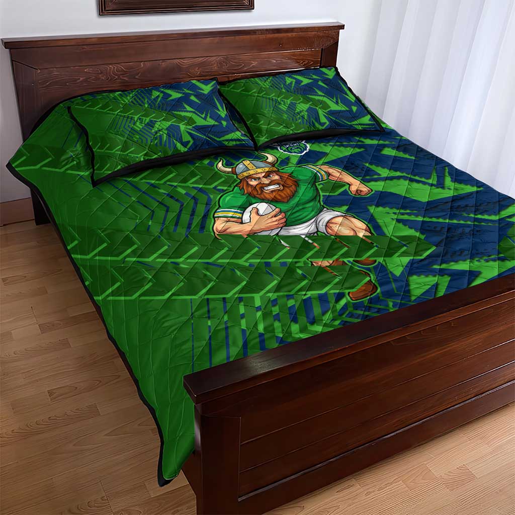 Canberra Raiders Rugby Quilt Bed Set Fierce Mascot Geometric Tribal Art