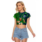 Canberra Raiders Rugby Raglan Cropped T Shirt Fierce Mascot Geometric Tribal Art