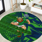 Canberra Raiders Rugby Round Carpet Fierce Mascot Geometric Tribal Art