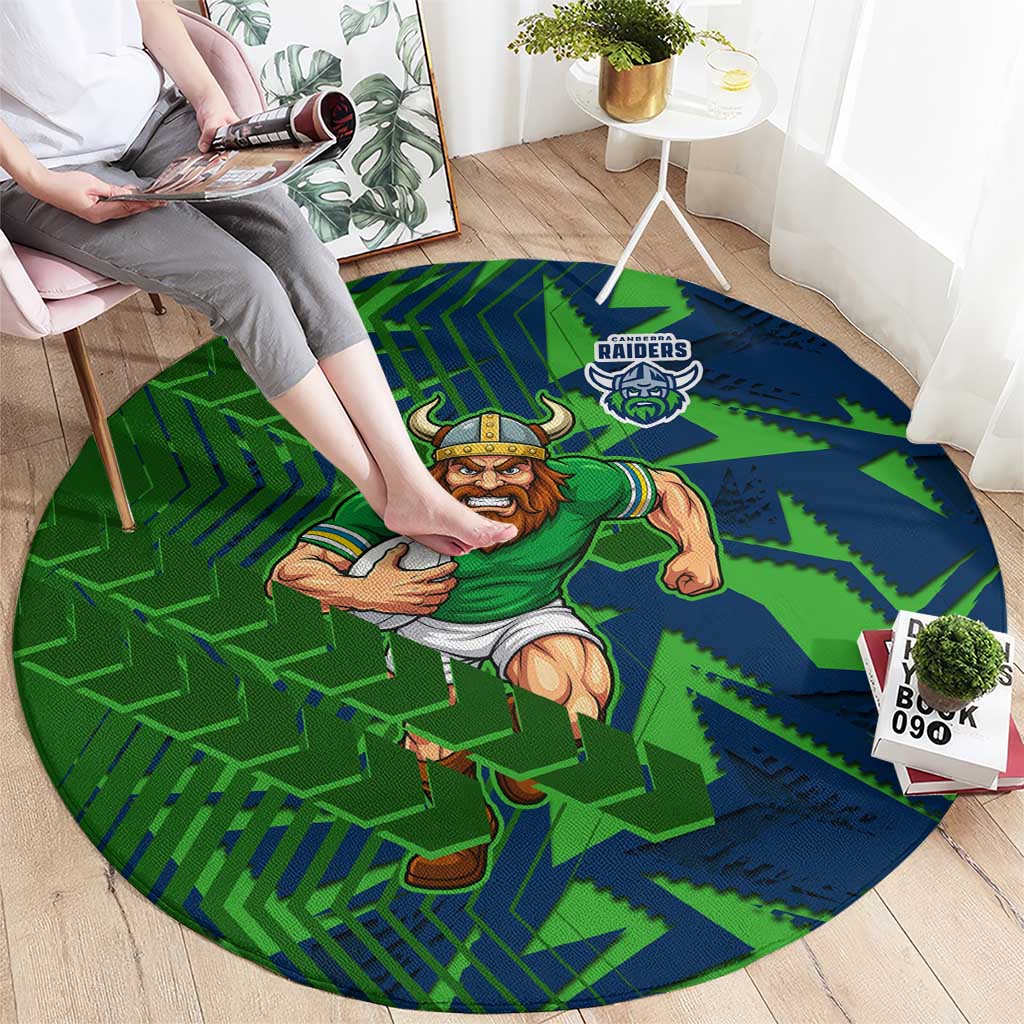 Canberra Raiders Rugby Round Carpet Fierce Mascot Geometric Tribal Art