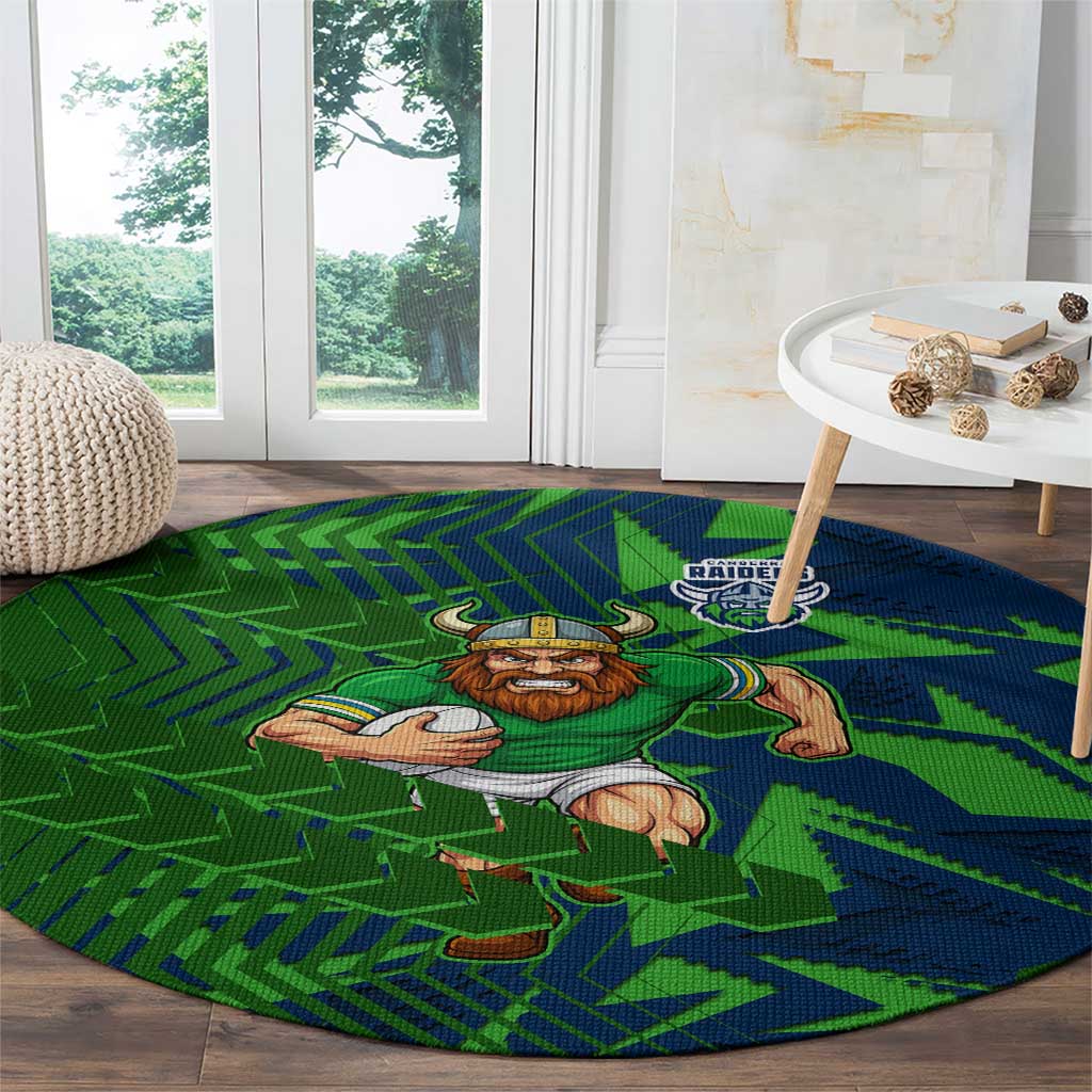 Canberra Raiders Rugby Round Carpet Fierce Mascot Geometric Tribal Art