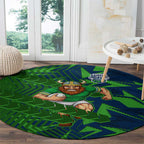 Canberra Raiders Rugby Round Carpet Fierce Mascot Geometric Tribal Art