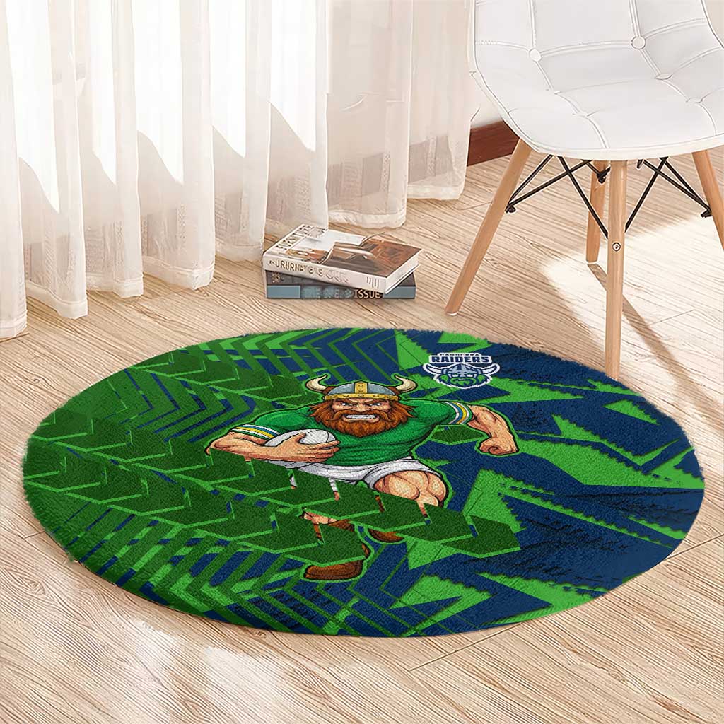 Canberra Raiders Rugby Round Carpet Fierce Mascot Geometric Tribal Art