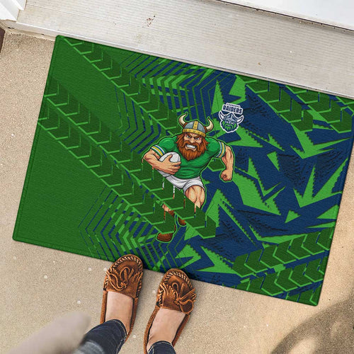 Canberra Raiders Rugby Rubber Doormat Fierce Mascot Geometric Tribal Art