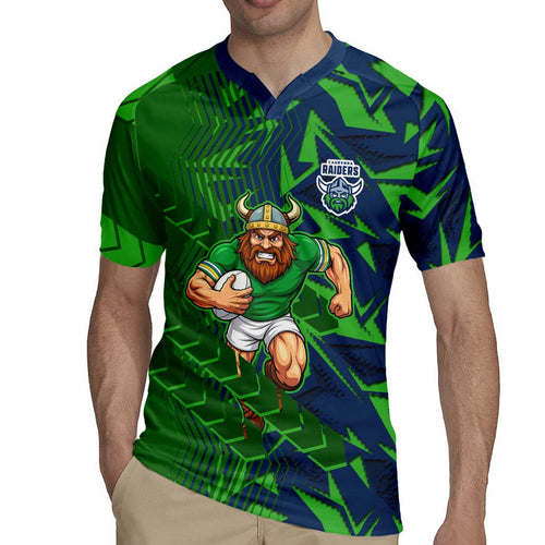 Canberra Raiders Rugby Rugby Jersey Fierce Mascot Geometric Tribal Art