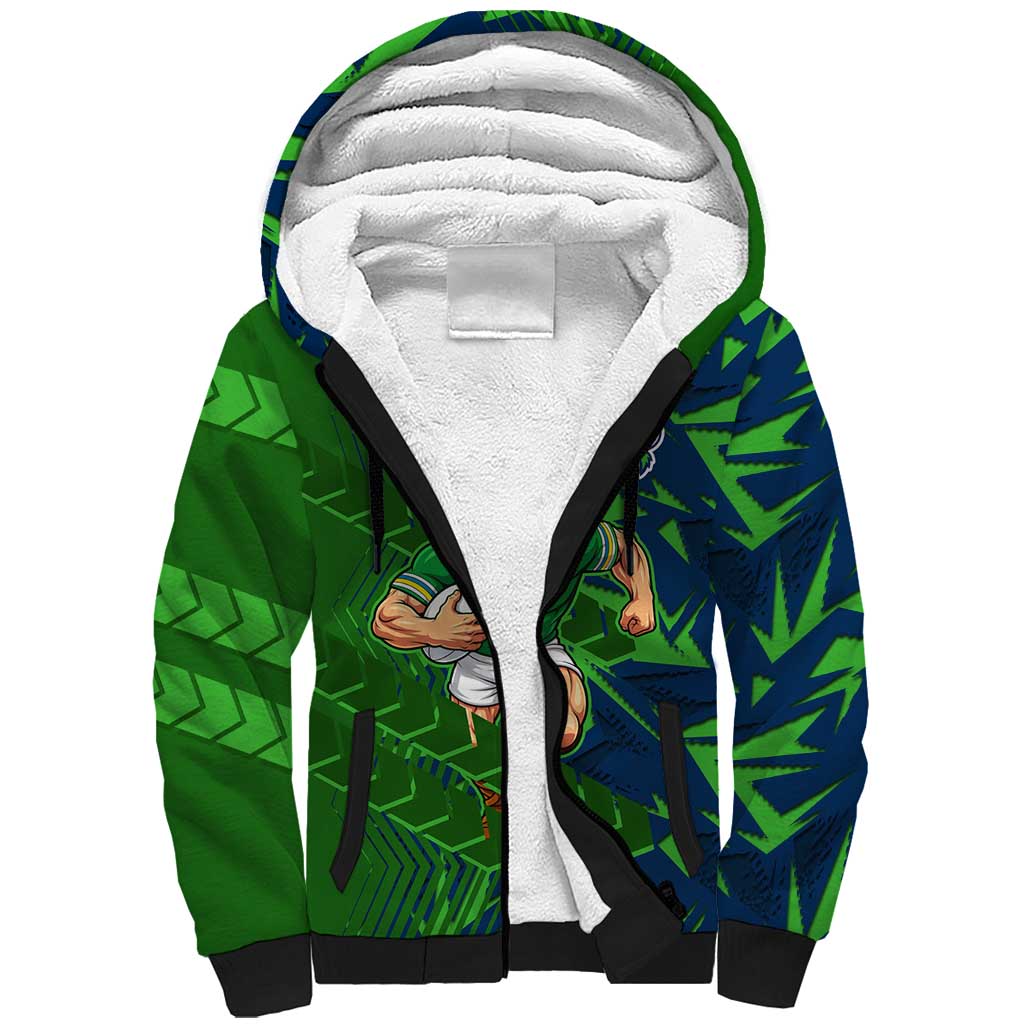Canberra Raiders Rugby Sherpa Hoodie Fierce Mascot Geometric Tribal Art