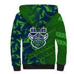 Canberra Raiders Rugby Sherpa Hoodie Fierce Mascot Geometric Tribal Art