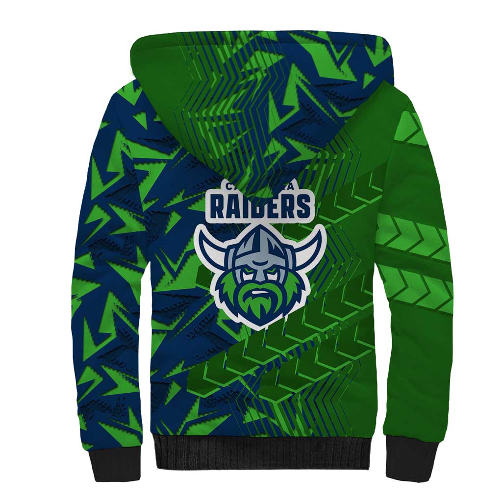 Canberra Raiders Rugby Sherpa Hoodie Fierce Mascot Geometric Tribal Art