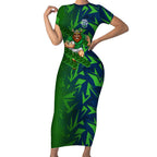 Canberra Raiders Rugby Short Sleeve Bodycon Dress Fierce Mascot Geometric Tribal Art