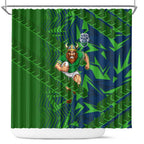 Canberra Raiders Rugby Shower Curtain Fierce Mascot Geometric Tribal Art