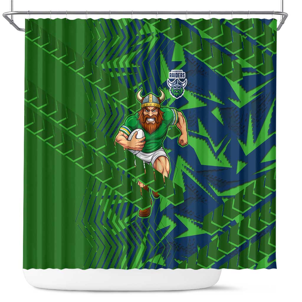 Canberra Raiders Rugby Shower Curtain Fierce Mascot Geometric Tribal Art