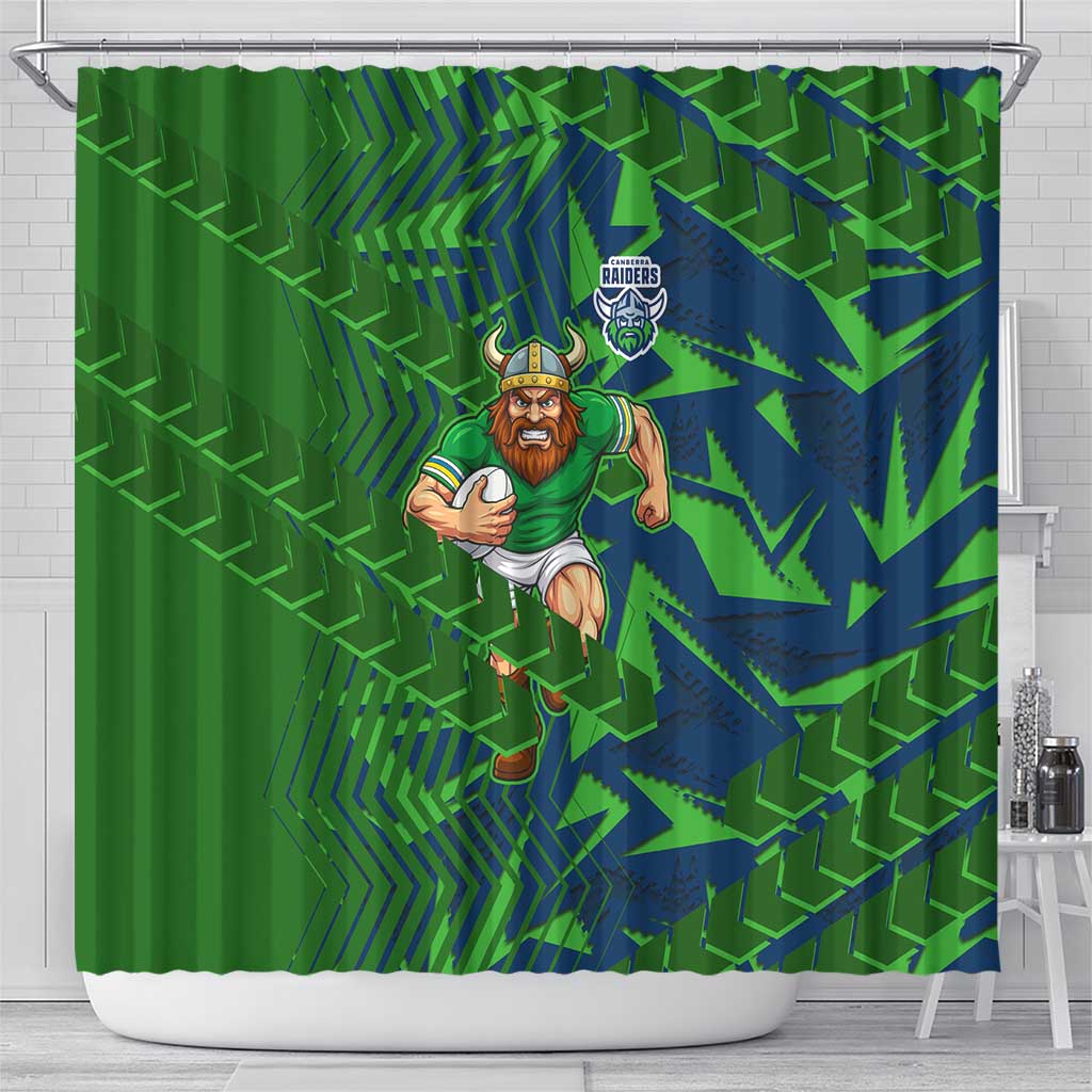 Canberra Raiders Rugby Shower Curtain Fierce Mascot Geometric Tribal Art