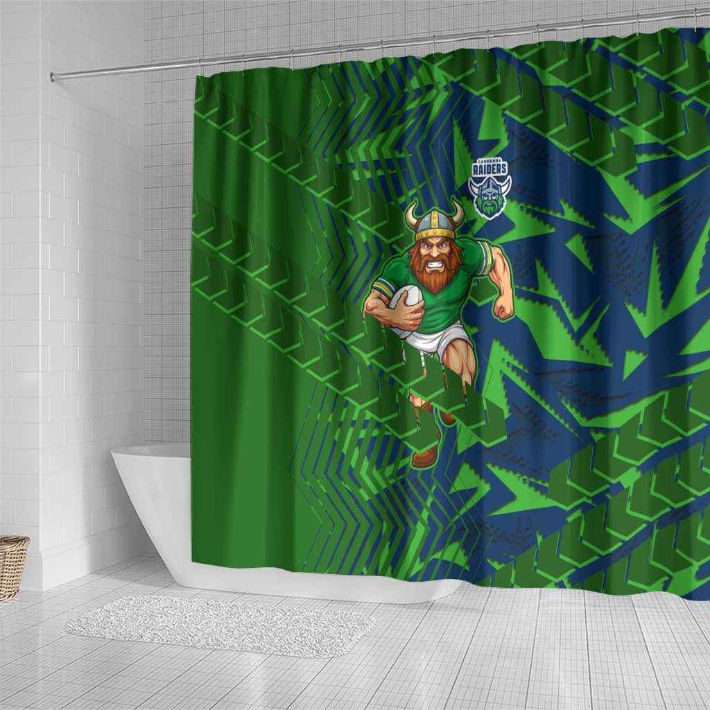 Canberra Raiders Rugby Shower Curtain Fierce Mascot Geometric Tribal Art