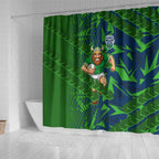 Canberra Raiders Rugby Shower Curtain Fierce Mascot Geometric Tribal Art