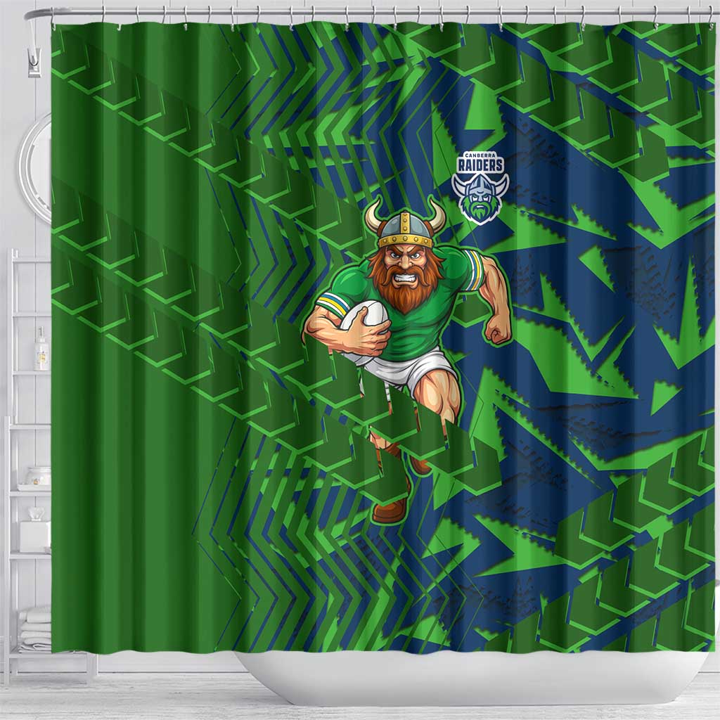 Canberra Raiders Rugby Shower Curtain Fierce Mascot Geometric Tribal Art