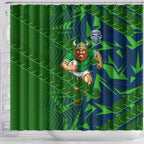 Canberra Raiders Rugby Shower Curtain Fierce Mascot Geometric Tribal Art