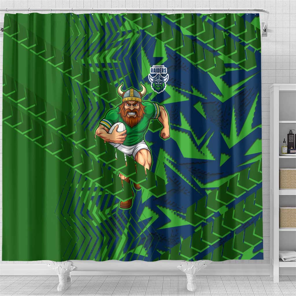 Canberra Raiders Rugby Shower Curtain Fierce Mascot Geometric Tribal Art