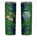 Canberra Raiders Rugby Skinny Tumbler Fierce Mascot Geometric Tribal Art